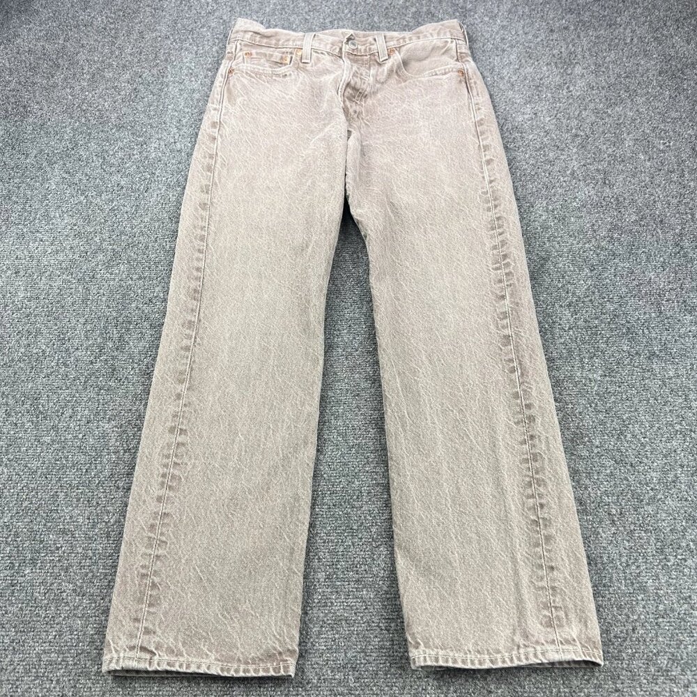 Levis Premium 502 Jeans Mens 30x30 Brown Beige Denim Button Fly
